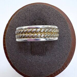 VTG Two Tone Sterling Silver 925 Braided Design Band Ring Size 8